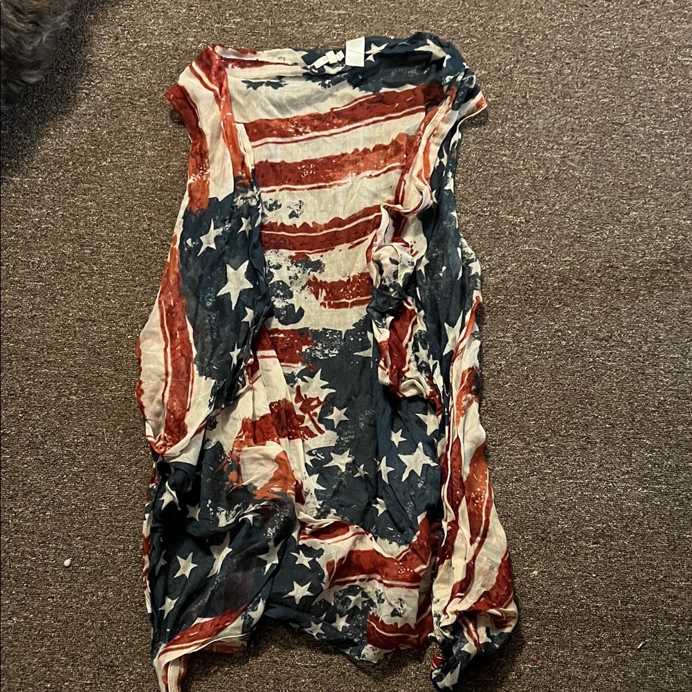 Maurices Navy and Cream Sleeveless Cardigan